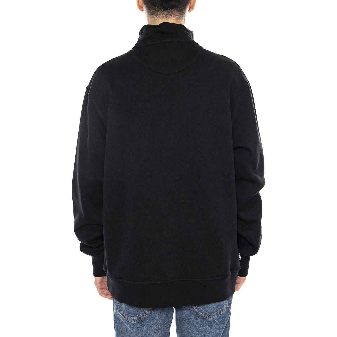 Centered Logo 1/4 Zip Fleece - Felpa Uomo Mezzo Collo Nera AA_A005_SW001 . AQUASCUTUM 