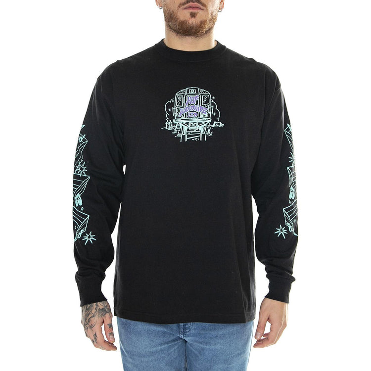 Benchin L/S Tee Black - Maglietta Girocollo Maniche Lunghe Uomo Nera TS02131-BLACK  HUF 