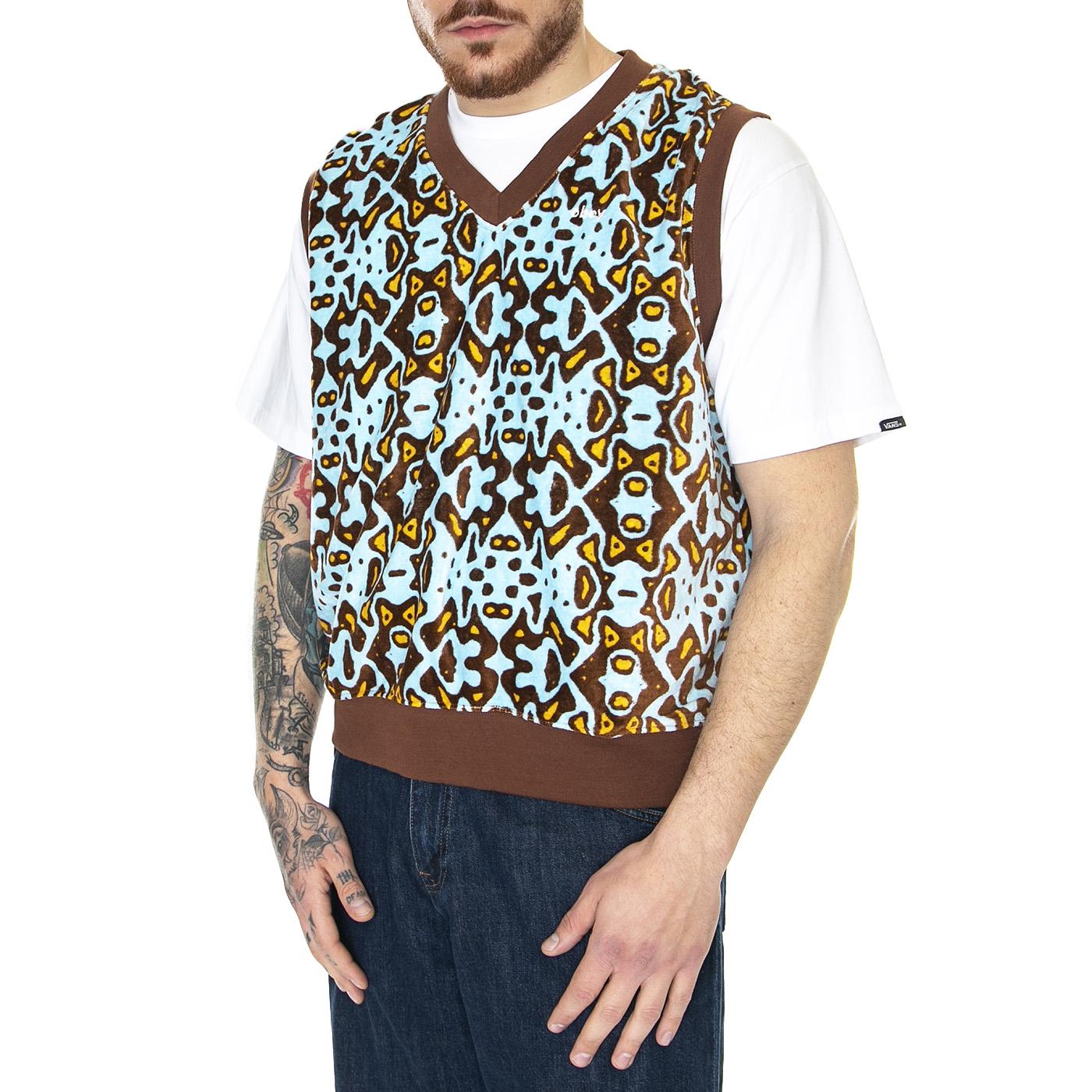 Odessa Velour Vest Fleece Sepia Multi - Felpa Smanicata Uomo Multicolore 134050055-SEP  OBEY 