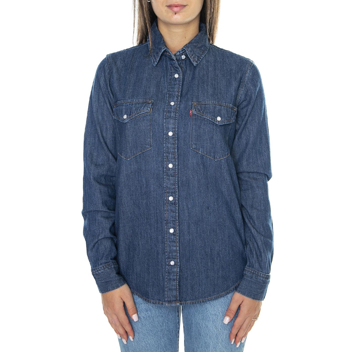 Iconic Western Air Space 3 Dark Indigo Flat Finish - Camicia Denim Jeans Donna Blu 16786-0016  LEVIS 