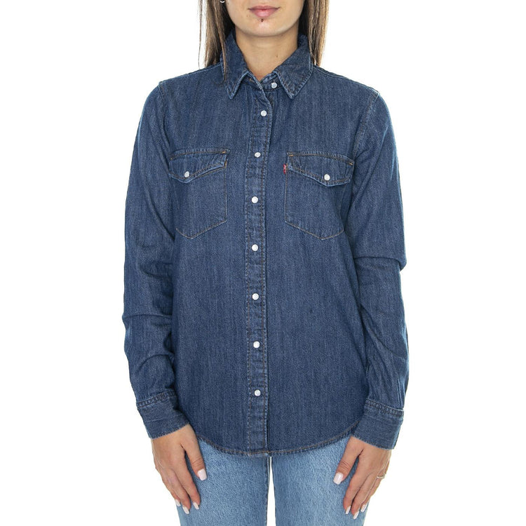 Iconic Western Air Space 3 Dark Indigo Flat Finish - Camicia Denim Jeans Donna Blu 16786-0016  LEVIS 
