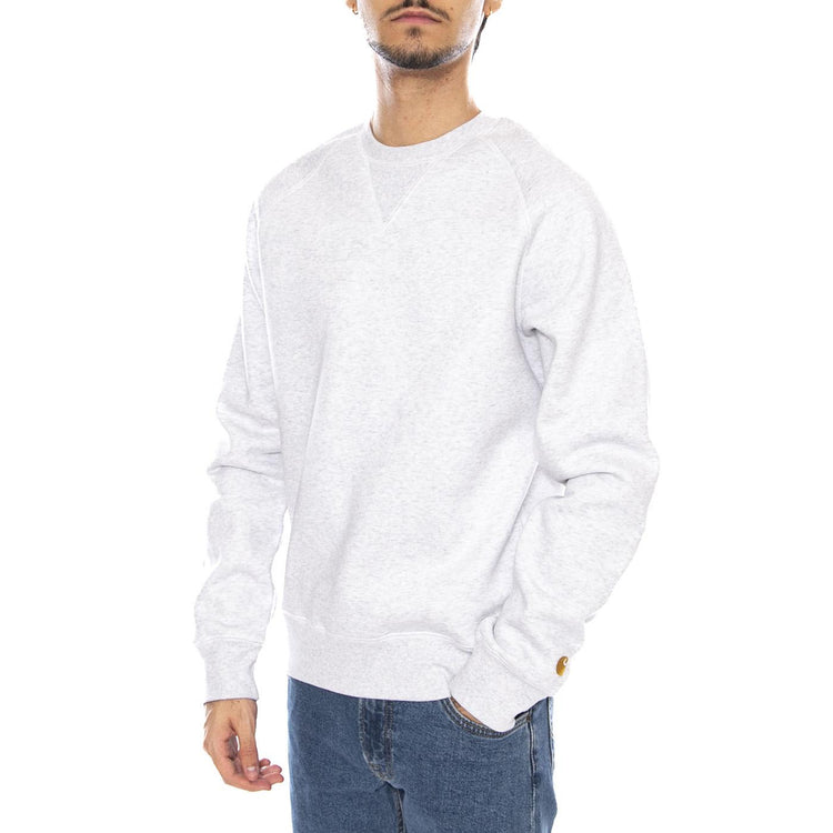 Chase Sweat Ash Heather / Gold - Felpa Girocollo Uomo Grigia I033660.00JXX  CARHARTT WIP 