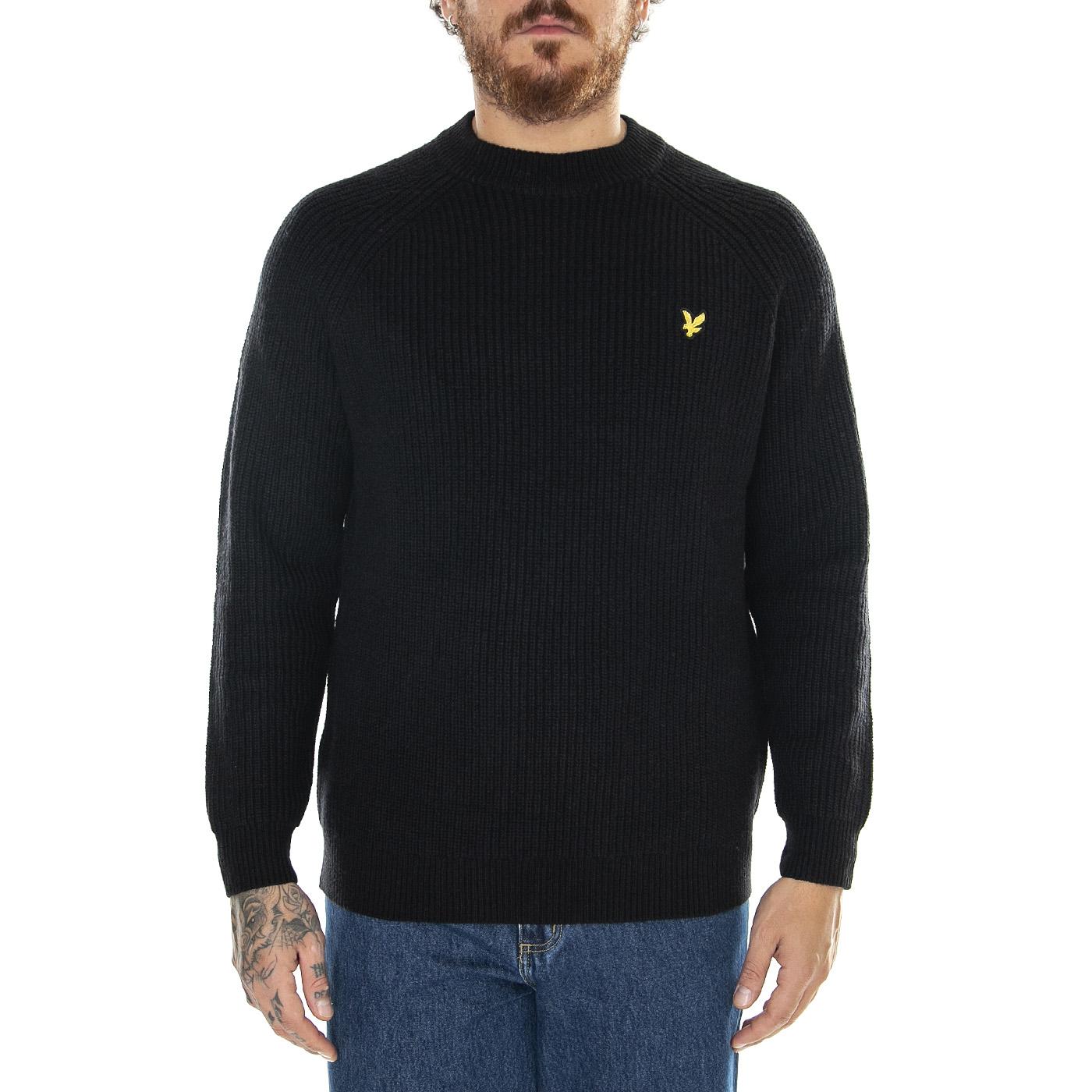 Shaker Stitch Mock Neck Jet Black - Felpa Girocollo Uomo Nera KN1701V-Z865  LYLE & SCOTT 