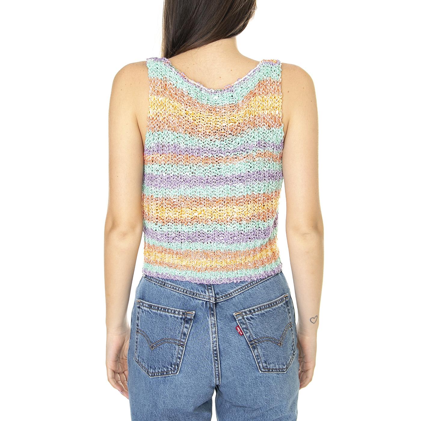 W' Top de Crochet con Estampado de Rayas - Top Donna Multicolore 31W/10240  WILD PONY 