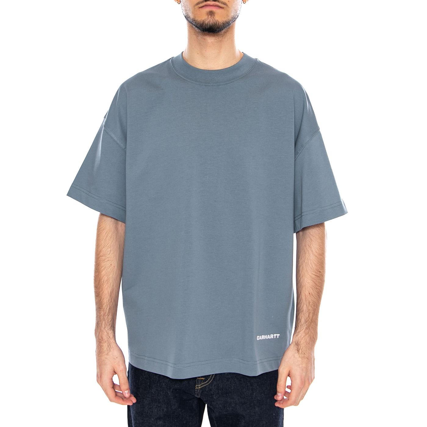 S/S Link Script T-Shirt Velvet Blue / White - Maglietta Girocollo Uomo Blu I031373 3PPXX CARHARTT WIP 