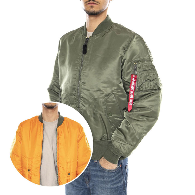MA-1 Sage Green Jacket -- Giacca Reversibile Uomo Verde Salvia F100101 1 ALPHA INDUSTRIES 