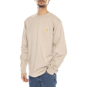 L/S Chase T-Shirt Fleur De Sel / Gold - Maglietta Girocollo Maniche Lunghe Uomo Beige I026392.38AXX  CARHARTT WIP 