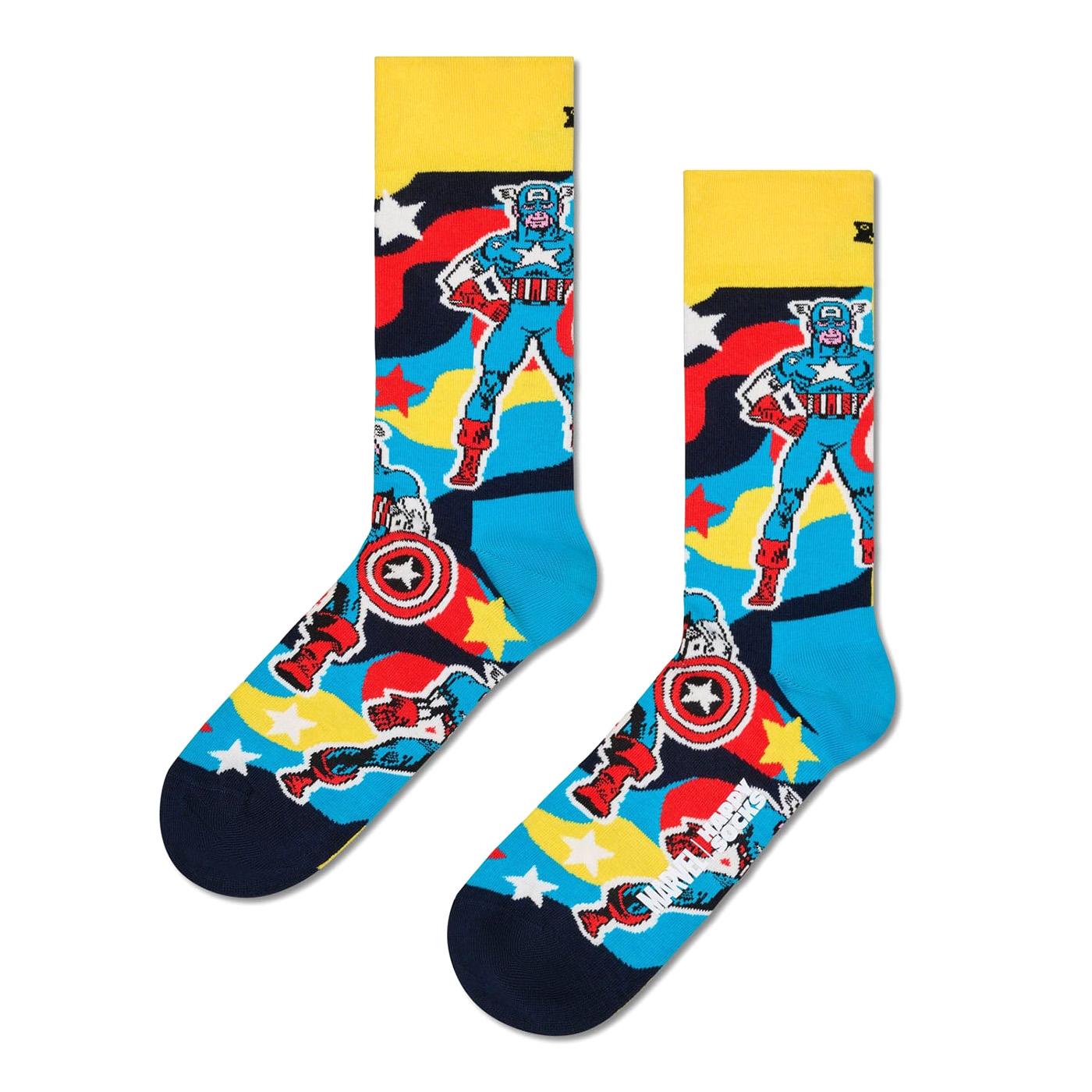 Marvel Captain America Sock -- Calzini Uomo Multicolore P003586 BLUE HAPPY SOCKS 