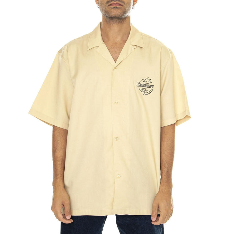S/S Ablaze Shirt Cornsilk / Black - Camicia Maniche Corte Uomo Gialla I033690.2BKXX  CARHARTT WIP 