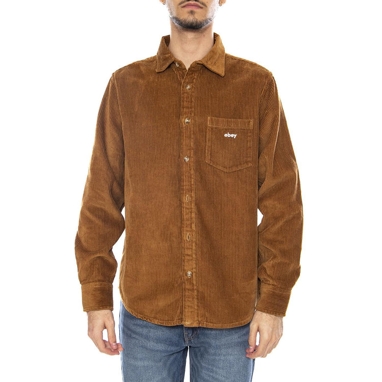 Miles Woven LS Shirt -- Camicia a Maniche Lunghe Uomo Catechu Wood 181200372 CTU OBEY 
