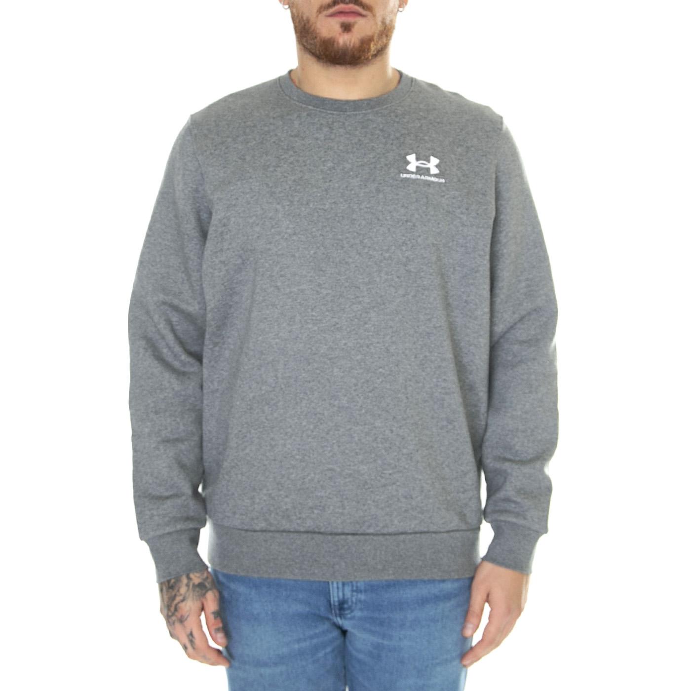 UA Essential Fleece Crew Grey Sweat - Felpa Girocollo Uomo Grigia 77-1374250-12  UNDER ARMOUR 