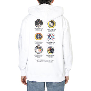 M' Apollo Mission Hoody White - Felpa con Cappuccio Uomo Bianco 106338-09  ALPHA INDUSTRIES 