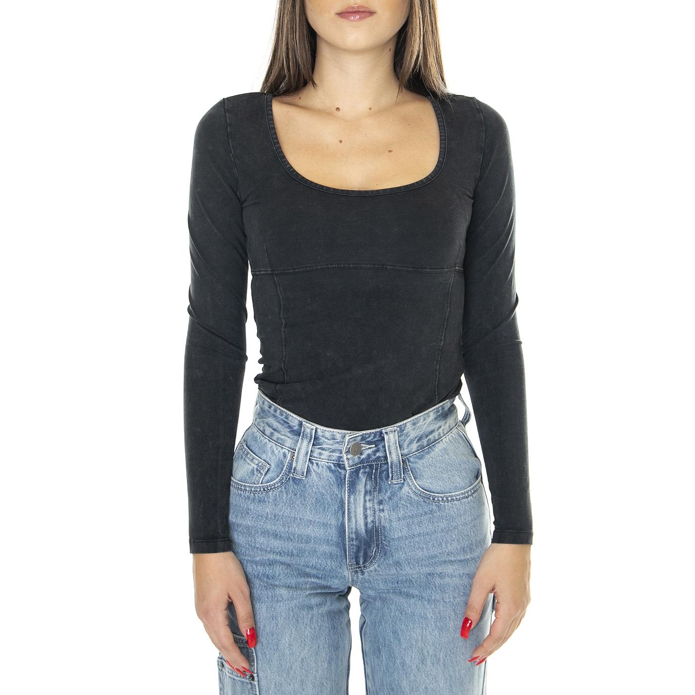 Go Harper Washed Ls Bodysuit Jet Black Multi - Body Donna Nero W3BP09K1D80-JTMU  GUESS ORIGINALS 