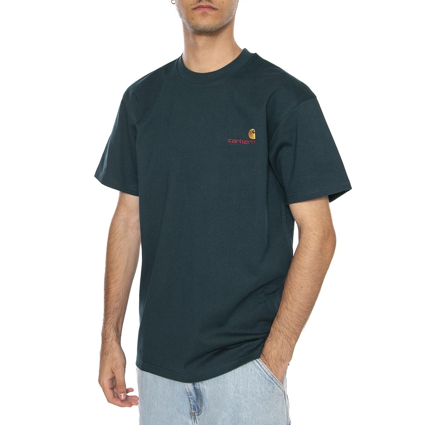 S/S American Script T-Shirt Deep Lagoon - Maglietta Girocollo Uomo Verde I029956.0AUXX  CARHARTT WIP 