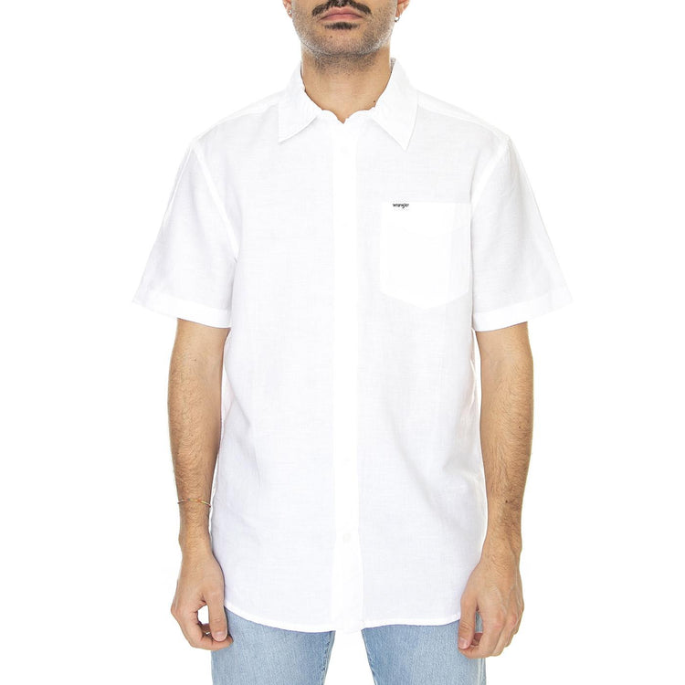 SS 1 Pocket Shirt White - Camicia Maniche Corte Uomo Bianca W5K0LO98  WRANGLER 