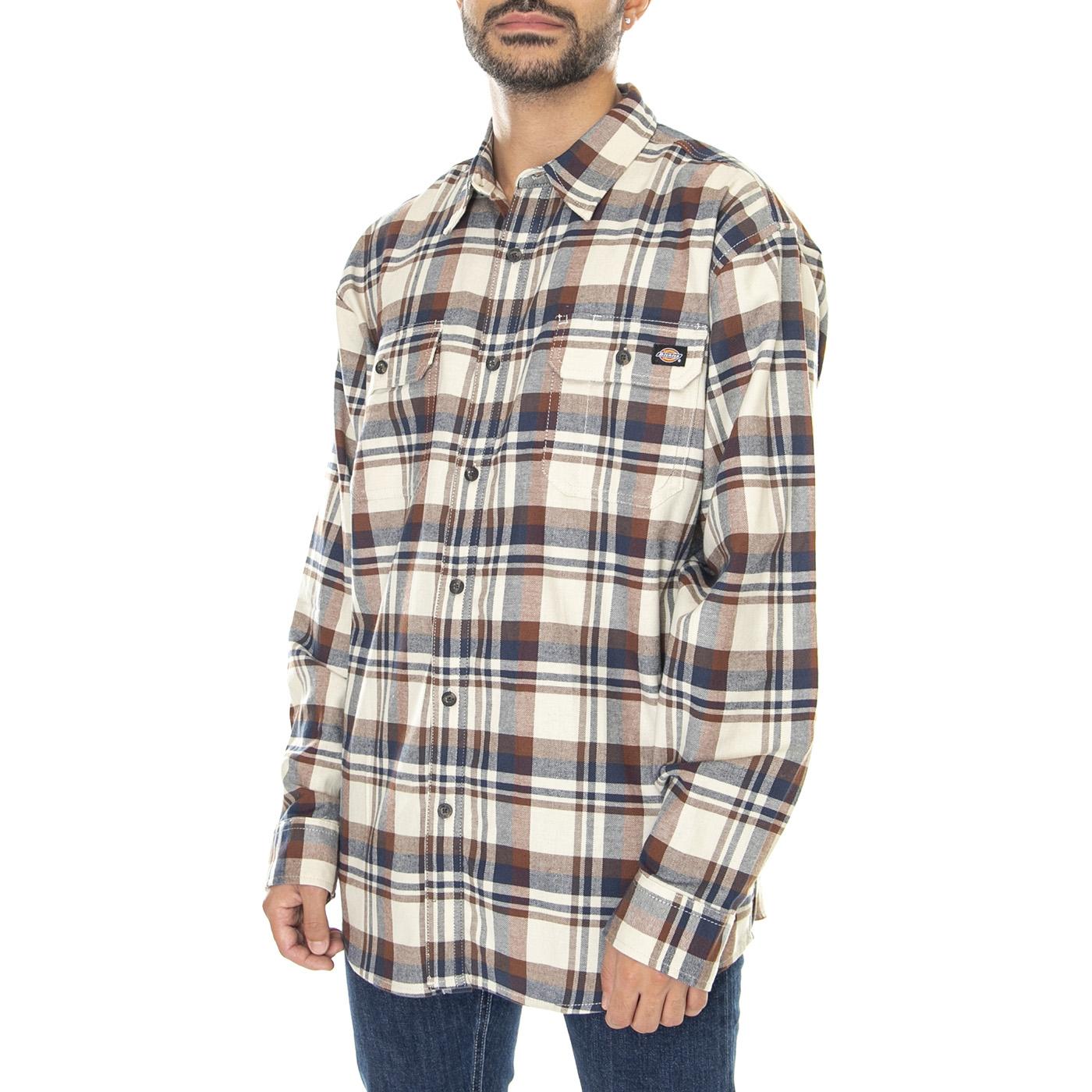 Flex Flannel L/S Shirt Pelican / Ink - Camicia Uomo in Flanella Multicolore DK0A4XU6C711  DICKIES 