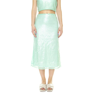 W' Falda Midi con Abertura y Lentejuelas Azul - Gonna Blu 31W/11235  WILD PONY 