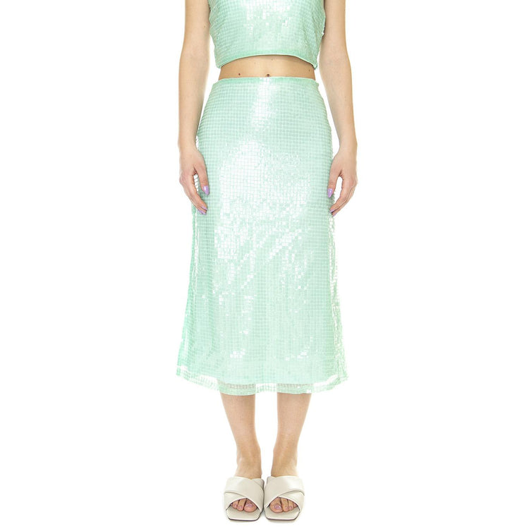 W' Falda Midi con Abertura y Lentejuelas Azul - Gonna Blu 31W/11235  WILD PONY 