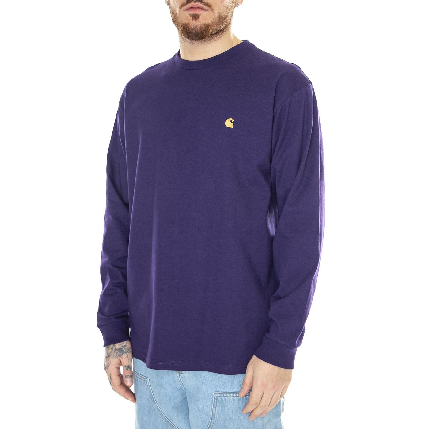 L/S Chase T-Shirt Tyrian / Gold - Maglietta Girocollo Maniche Lunghe Uomo Viola I026392.1YVXX  CARHARTT WIP 