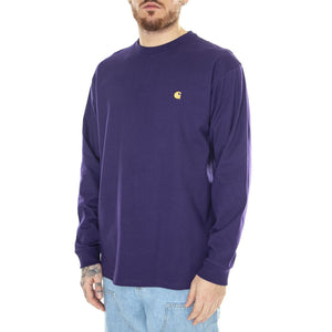 L/S Chase T-Shirt Tyrian / Gold - Maglietta Girocollo Maniche Lunghe Uomo Viola I026392.1YVXX  CARHARTT WIP 