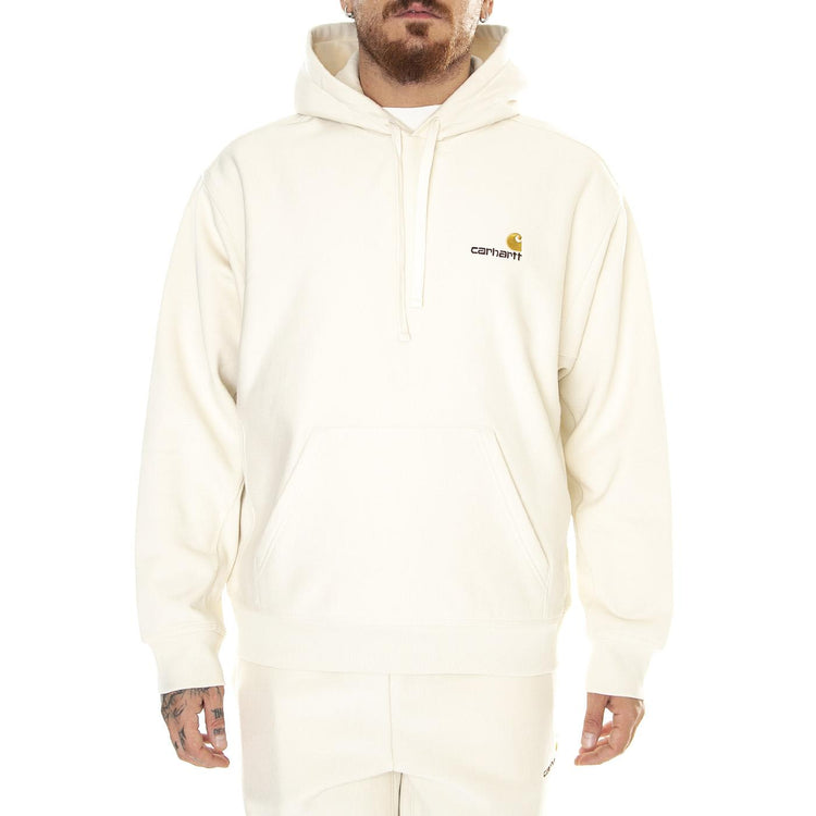 Hooded American Script Sweat Natural - Felpa con Cappuccio Uomo Bianca I028279-05XX . CARHARTT WIP 