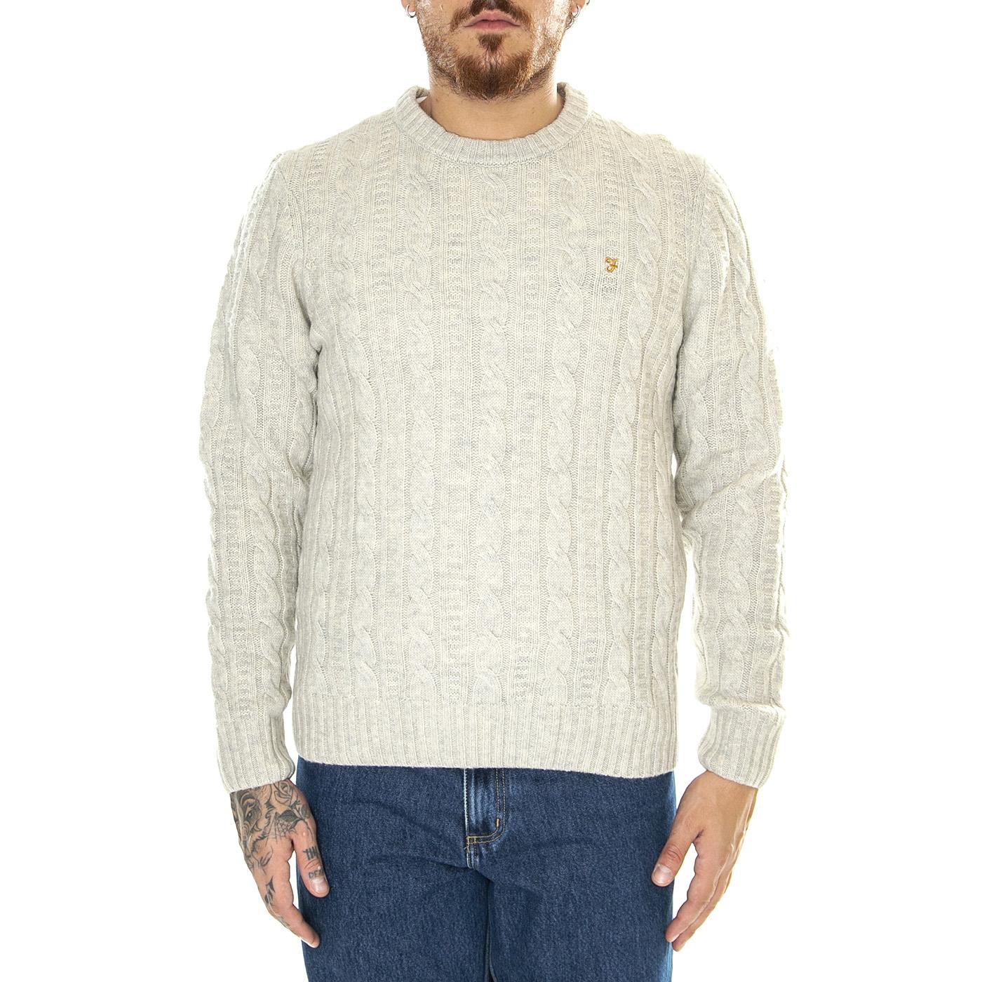 Tassoti Cable Crew Fog - Maglione Girocollo Uomo Grigio F4GFD002  FARAH 
