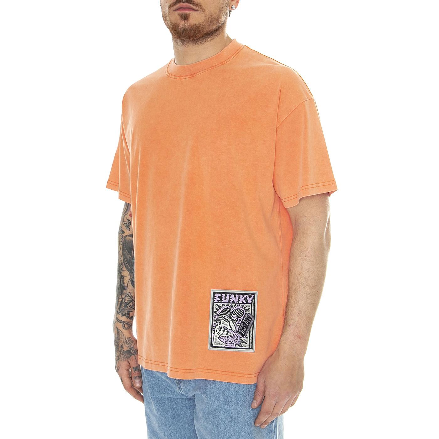 Surface Tee Washed Coral - Maglietta Girocollo Uomo Arancione FNKSS24-21512  FUNKY 