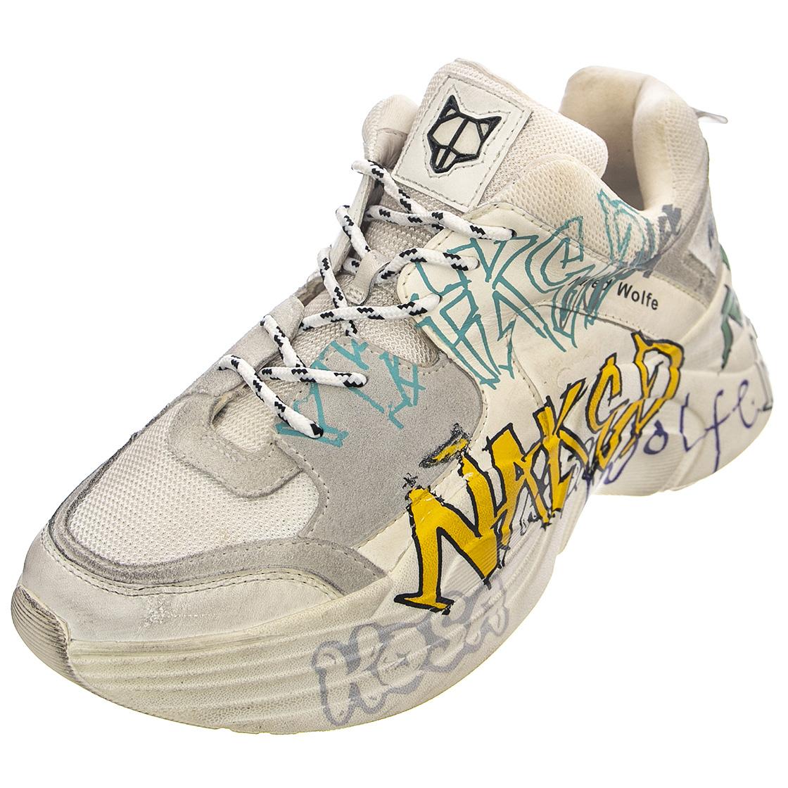 Titan - Scarpe Stringate Profilo Basso Uomo / Donna Bianche / White Graffiti 40 NWMTITAN-WHTGRAF  NAKED WOLFE 