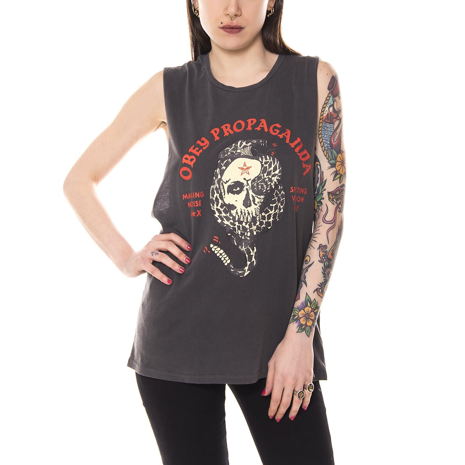 SPITTING VENOM RATTLER MOTO TANK WO S DUSTY BLACK 264621029-DBA  OBEY 