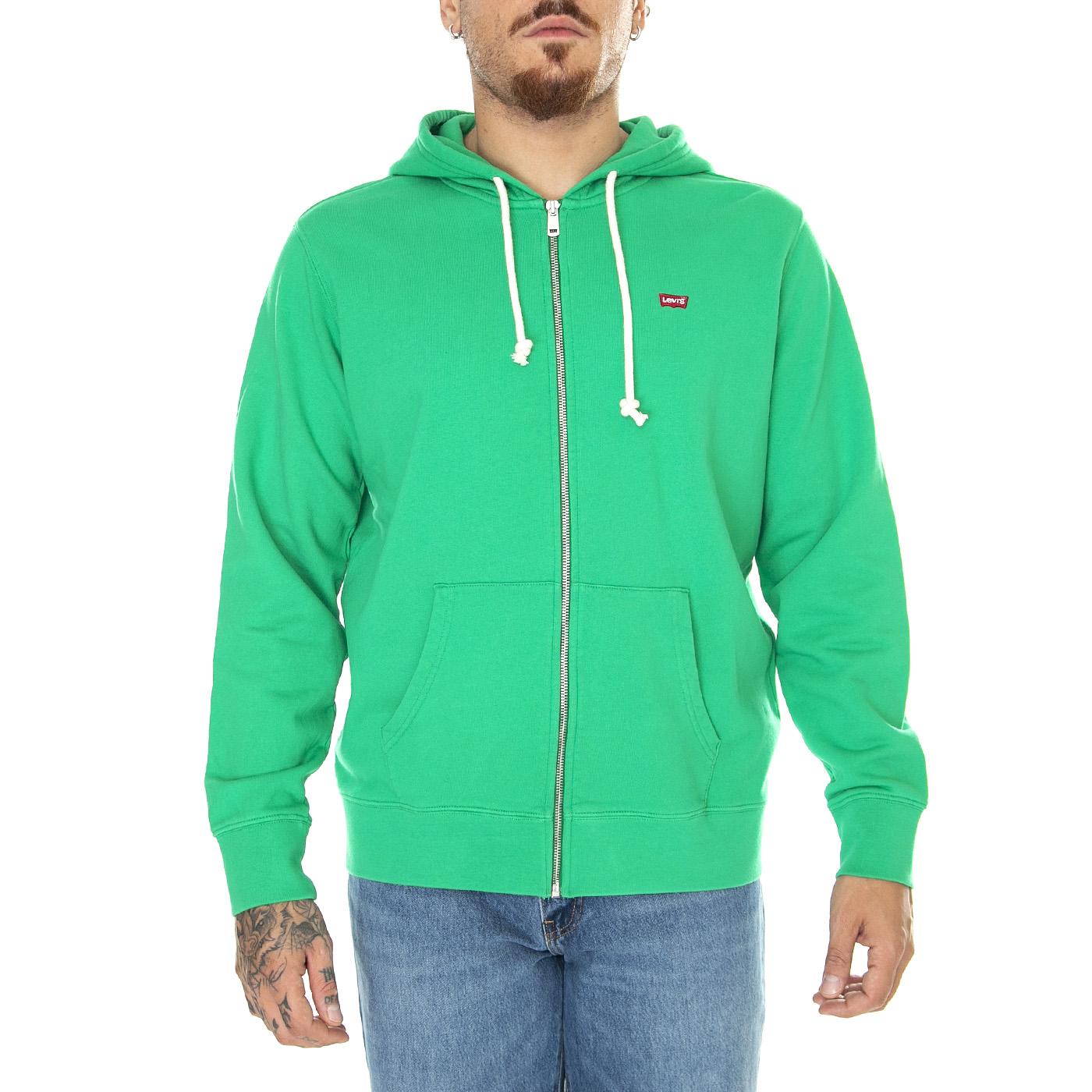 M' New Original Zip Up Bright Green Hoodie - Felpa con Cappuccio Uomo Verde 34584-0024  LEVIS 