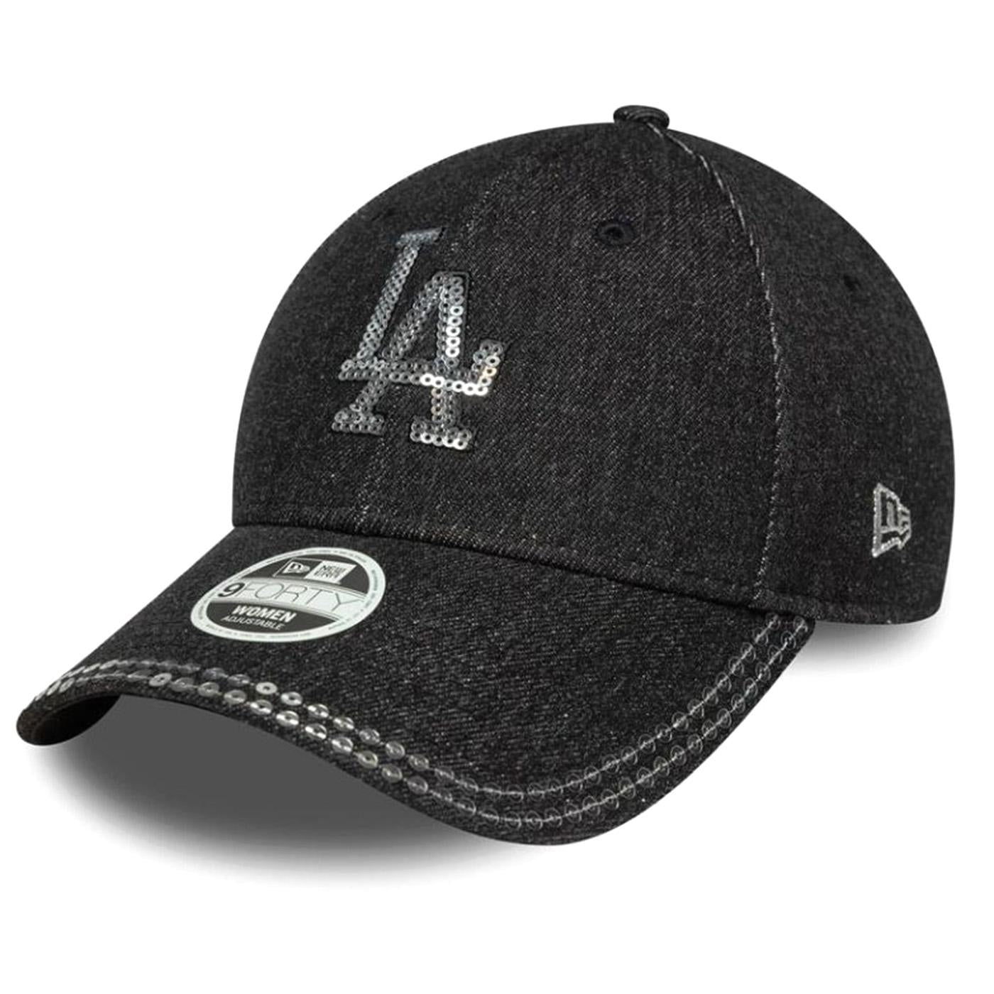 Female Sequin Denim 9FORTY® Los Angeles Dodgers Black -Cappellino con Visiera Nero 60758949 BLK NEW ERA 