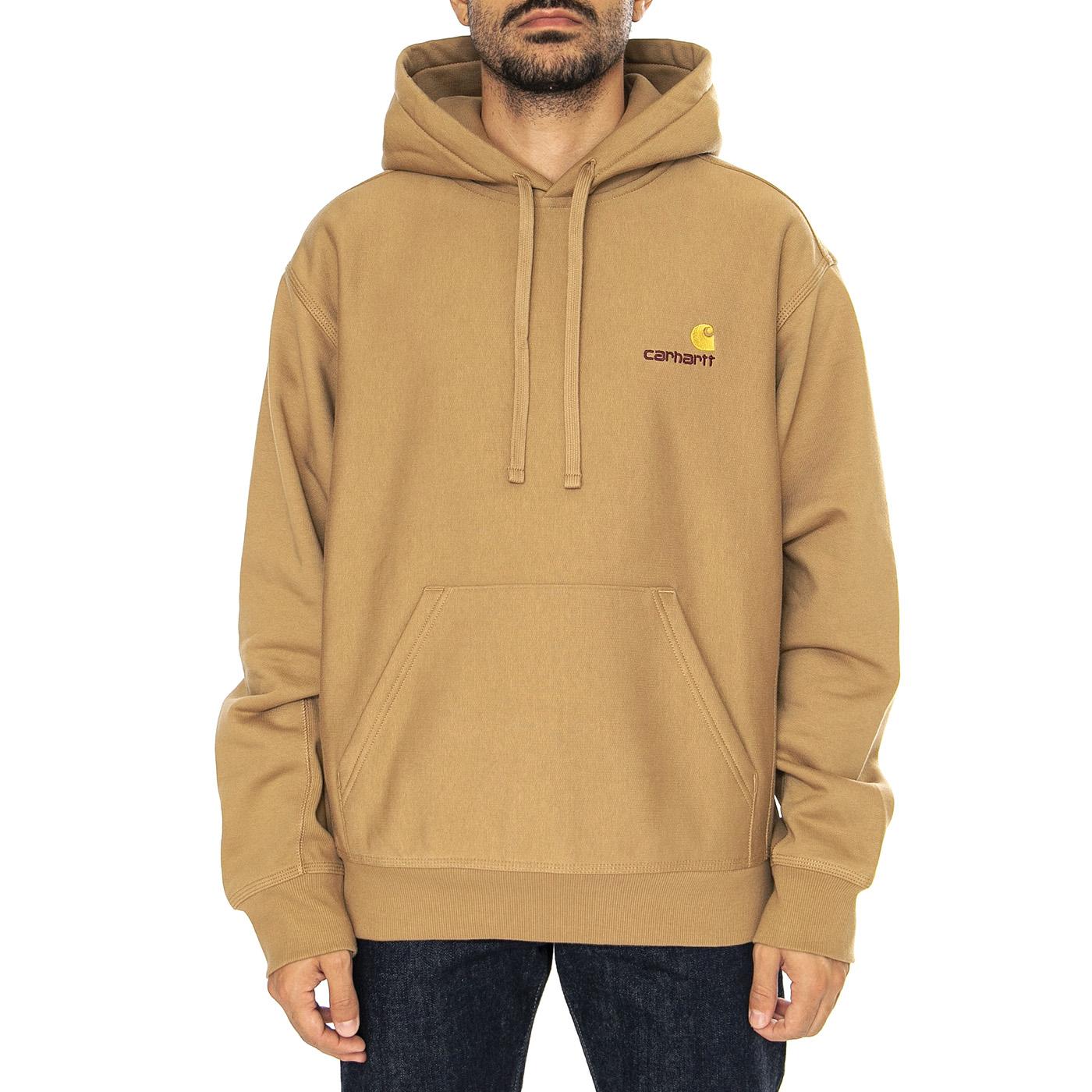 Hooded American Script Sweat Peanut - Felpa con Cappuccio Uomo Marrone I028279.2FSXX  CARHARTT WIP 