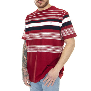 Reverse Knit Stripe Tee Red - Maglietta Girocollo Uomo Rossa / Multicolore 59331-550  BEN SHERMAN 