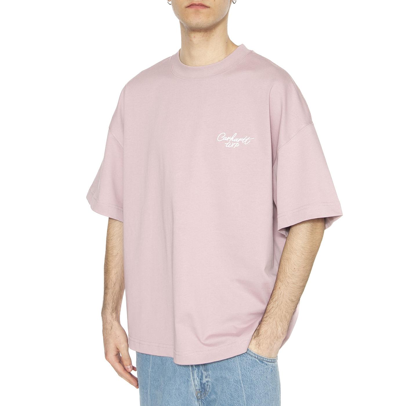 S/S Signature Script T-Shirt Hortensia / White - Maglietta Girocollop Uomo Viola I033828.2QSXX  CARHARTT WIP 