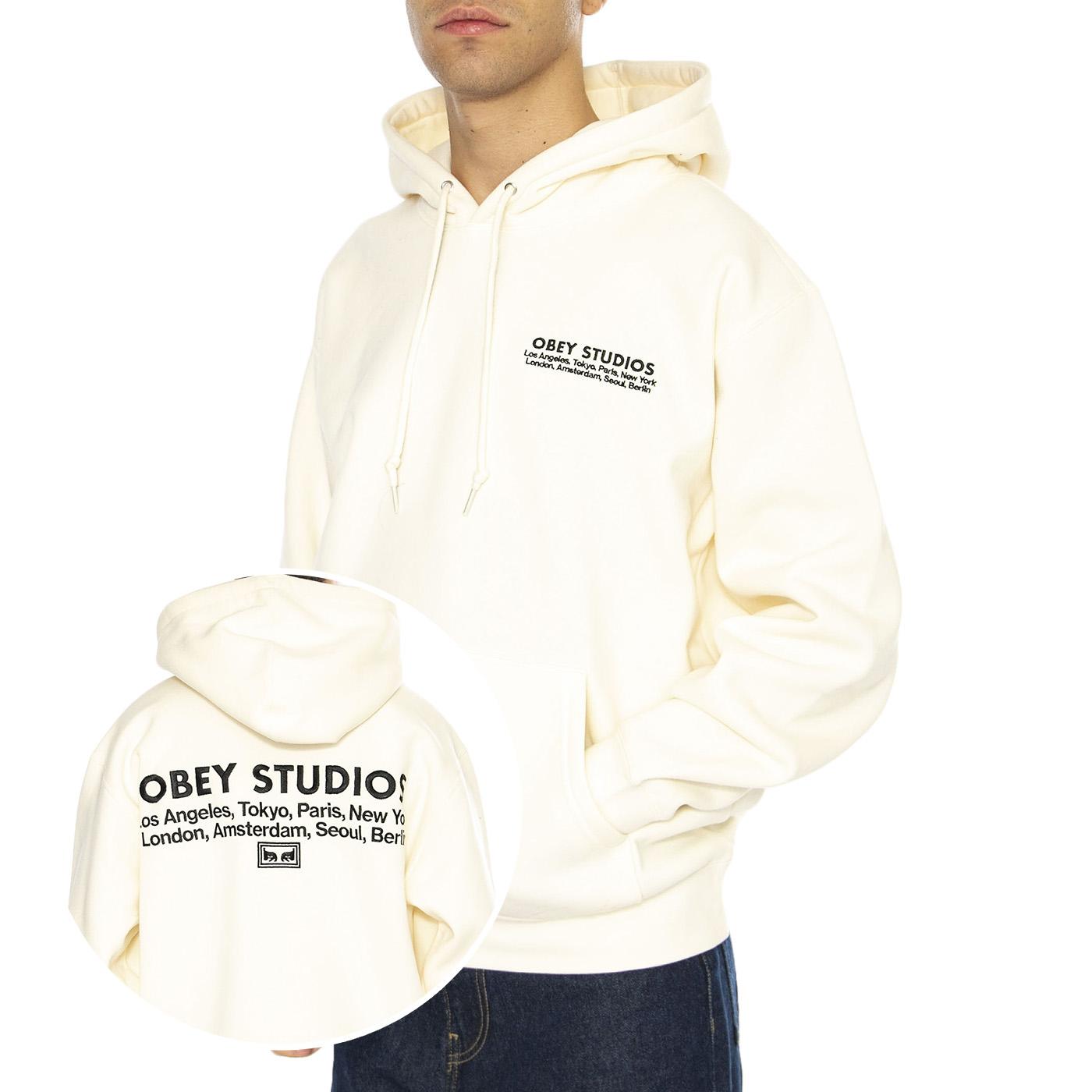 Obey Studios Hood Fleece Unbleached - Felpa Uomo Beige 112470209-UBL  OBEY 