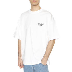 S/S Signature Script T-Shirt White / Black - Maglietta Girocollo Uomo Bianca I033828.00AXX  CARHARTT WIP 