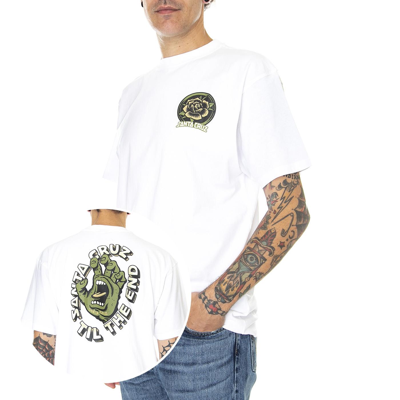 Til The End Hand T-Shirt White - Maglietta Girocollo Uomo Bianca SCA-TEE-8451  SANTA CRUZ 