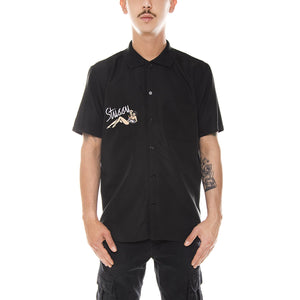 GARAGE KNIT COLLAR SHIRT BLACK 111916-BLACK  STUSSY 