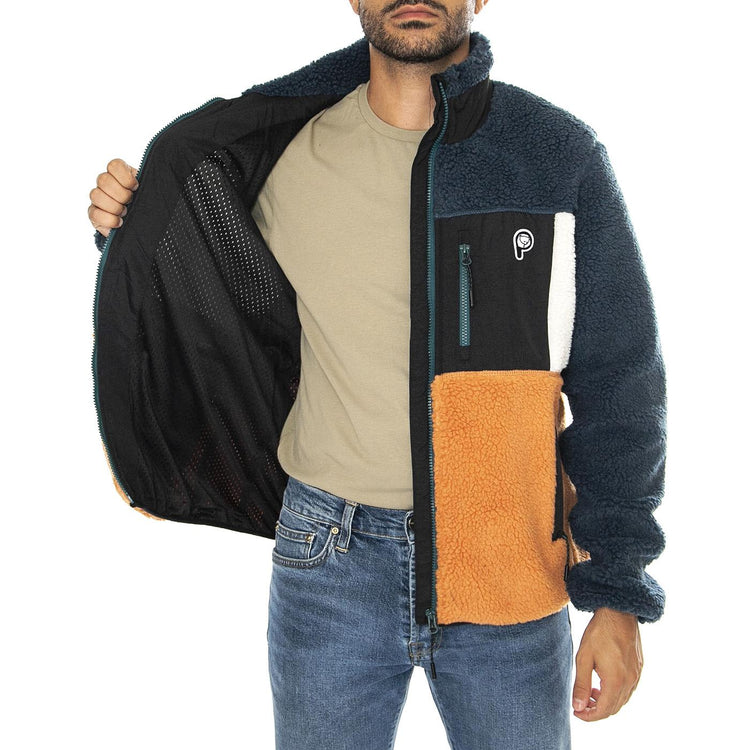 P Bear Colour Block Borg Zip T Blue Wing Teal - Giacca Uomo Multicolore PFD0050-946  PENFIELD 