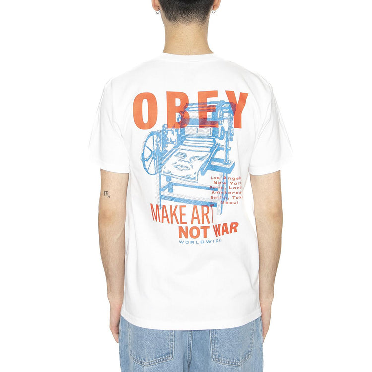Obey Printing Press Make Art Tee White - Maglietta Girocollo Uomo Bianca 165264061-WHT  OBEY 