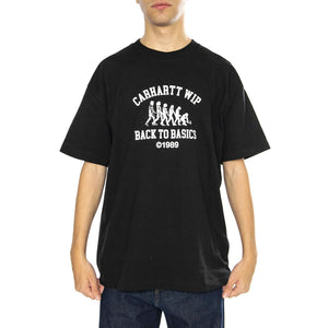 S/S Basics T-Shirt Black / White - Maglietta Girocollo Uomo Nera I033989.0D2XX  CARHARTT WIP 