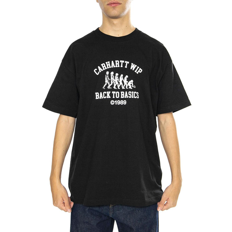 S/S Basics T-Shirt Black / White - Maglietta Girocollo Uomo Nera I033989.0D2XX  CARHARTT WIP 
