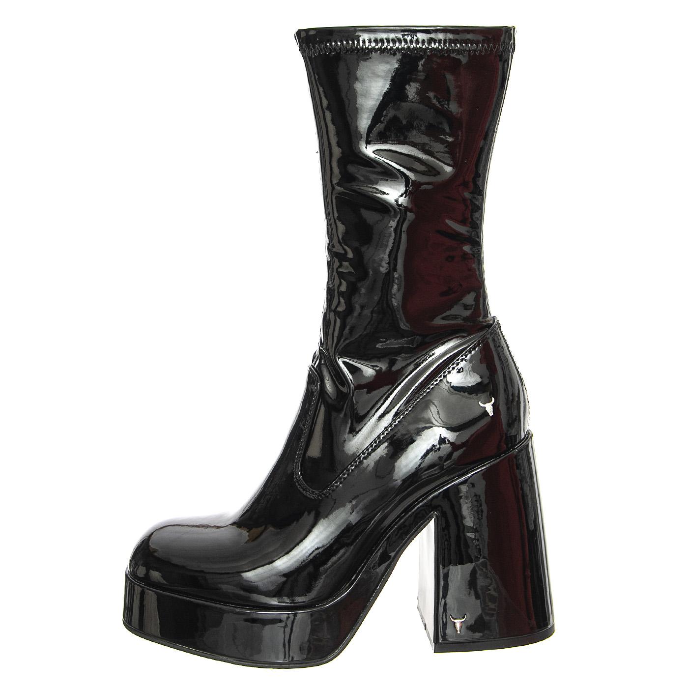 Hedonist Black Stretch Patent PU - Stivali Donna Neri WSSHEDONIST-BLK  WINDSOR SMITH 