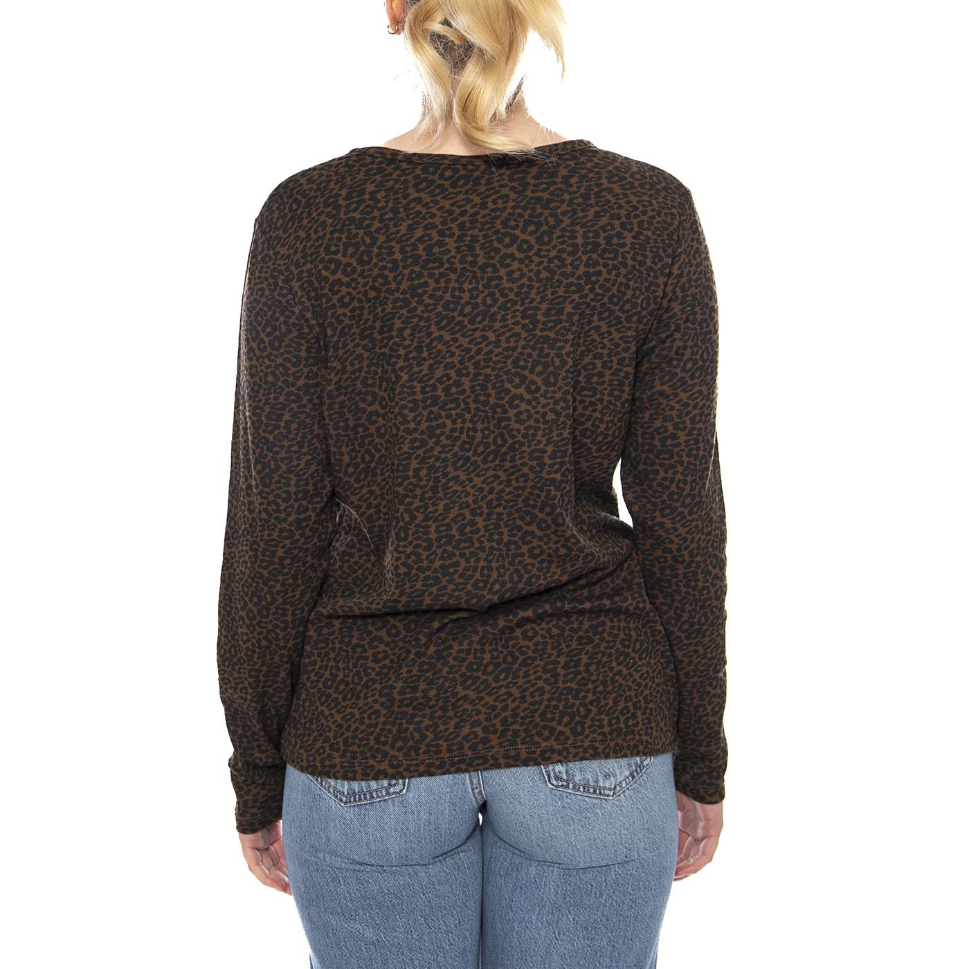 PL Hayes LS Smaller Annessa Cheetah Biso - Maglietta Girocollo Maniche Lunghe Donna Marrone 002VP-0002 . LEVIS 