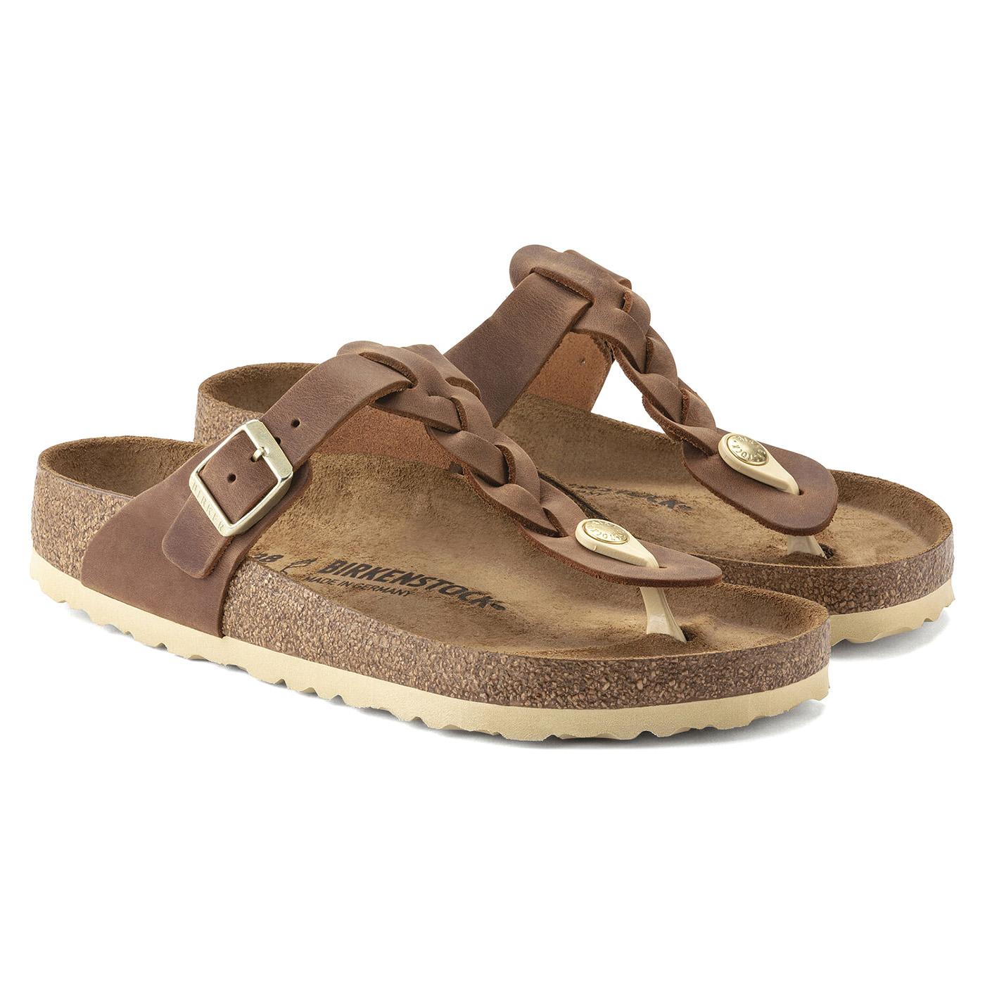 Gizeh Braided Cognac Oiled Leather - Sandali Donna Marroni 1021355  BIRKENSTOCK 