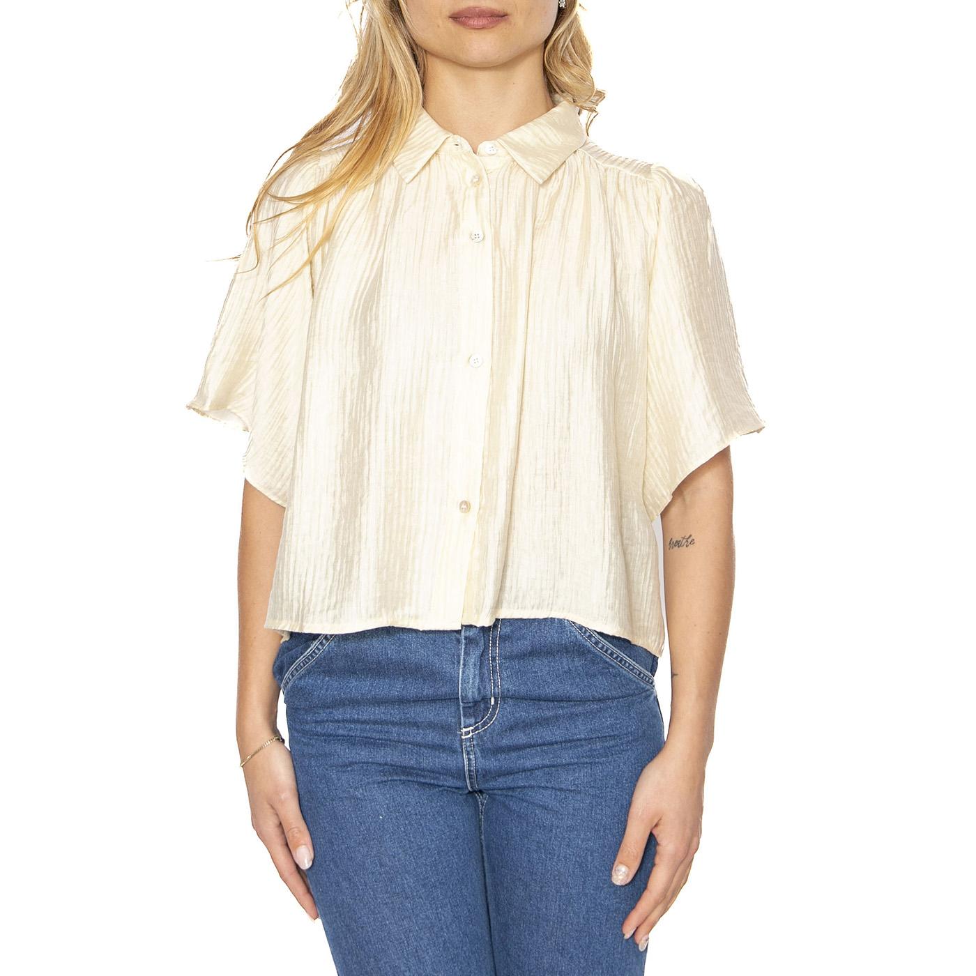 Camisa fluida manga corta blanca - Camicia Maniche Corte Donna Beige 51W/11206  WILD PONY 