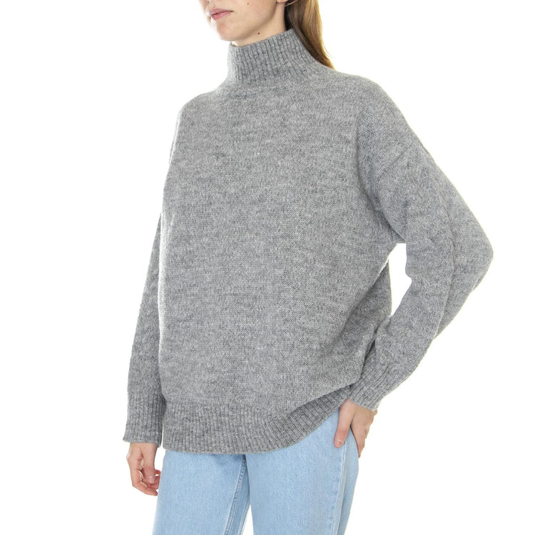 W´s Knit Stinne Grey Melange Alpaca Wool - Maglione Collo Alto Donna Grigio 330399-112  ELVINE 