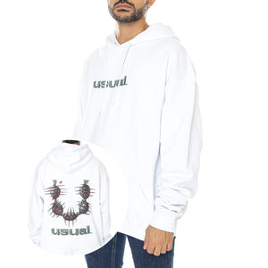 Dionea Hoodie White - Felpa con Cappuccio Uomo Bianca W22H-DIONEA-WHT  USUAL 