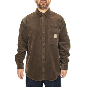 L/S Flint Shirt Chocolate rinsed - Camicia Uomo Marrone I029442.2Y02  CARHARTT WIP 