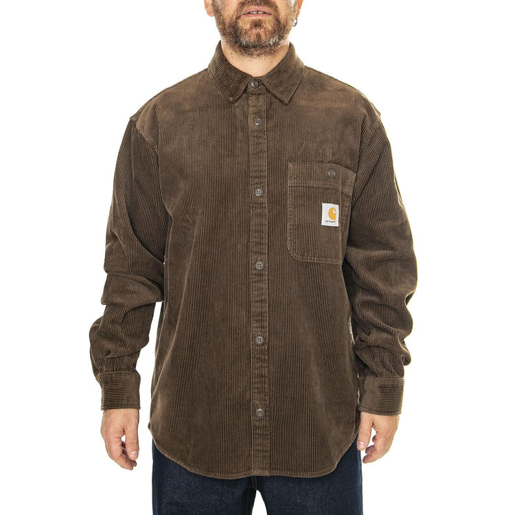 L/S Flint Shirt Chocolate rinsed - Camicia Uomo Marrone I029442.2Y02  CARHARTT WIP 